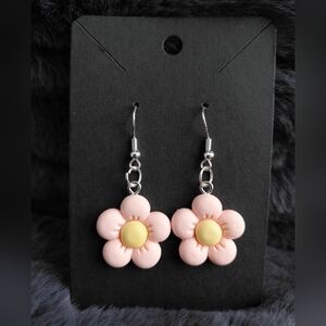 Pink and Yellow Flower Earrings